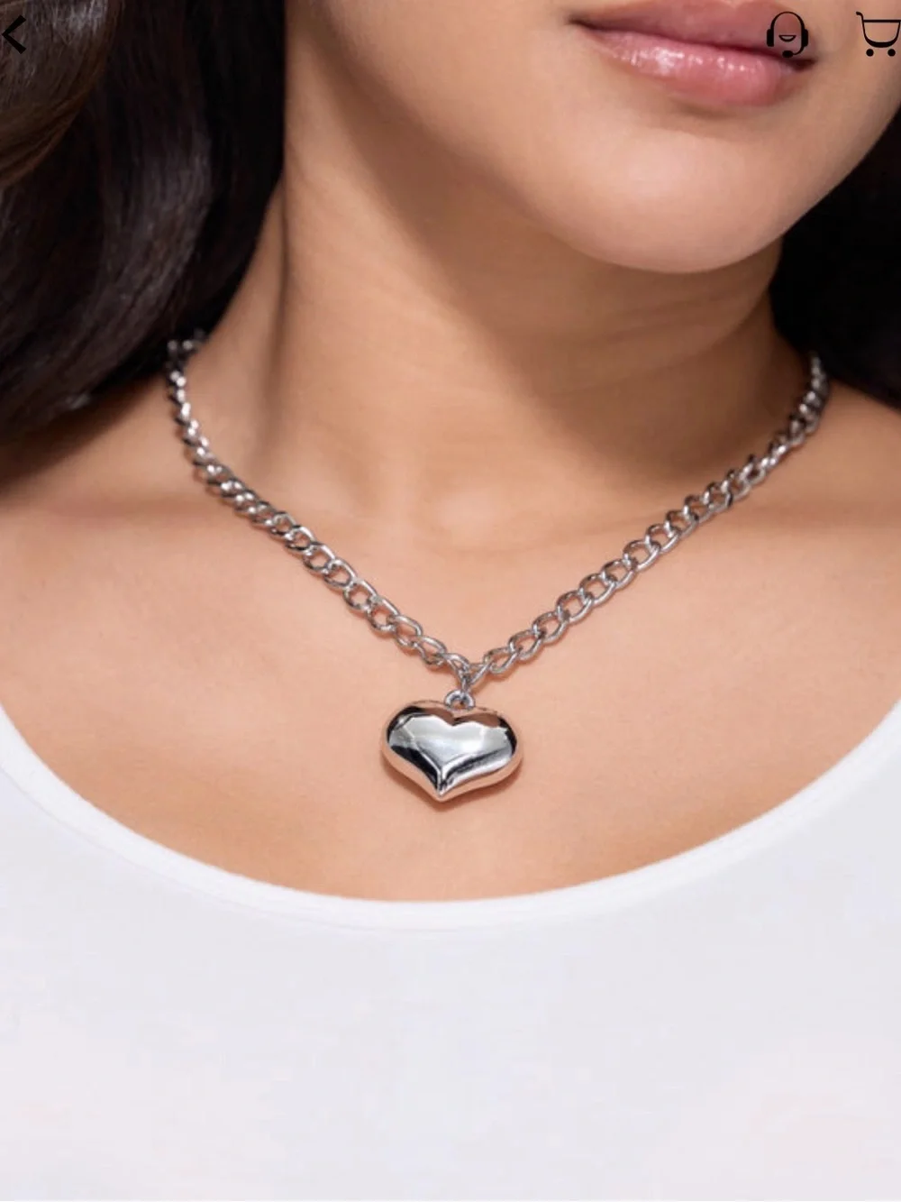 Silver Heart Pendant Necklace - Women Jewelry